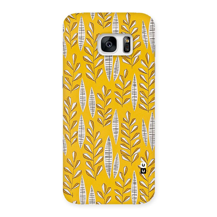 Yellow Leaf Pattern Back Case for Galaxy S7 Edge