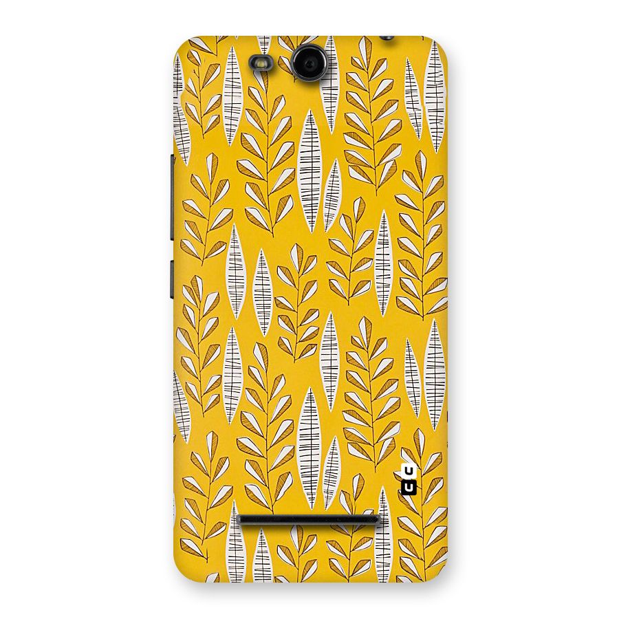 Yellow Leaf Pattern Back Case for Micromax Canvas Juice 3 Q392