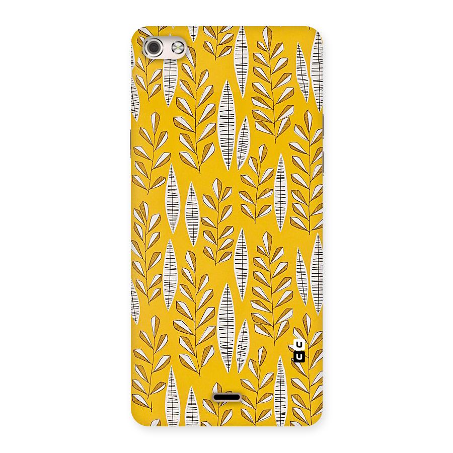 Yellow Leaf Pattern Back Case for Micromax Canvas Silver 5