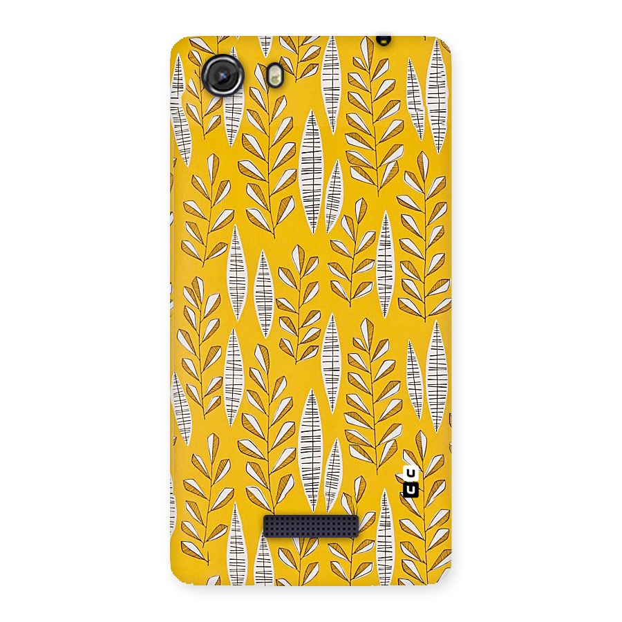 Yellow Leaf Pattern Back Case for Micromax Unite 3