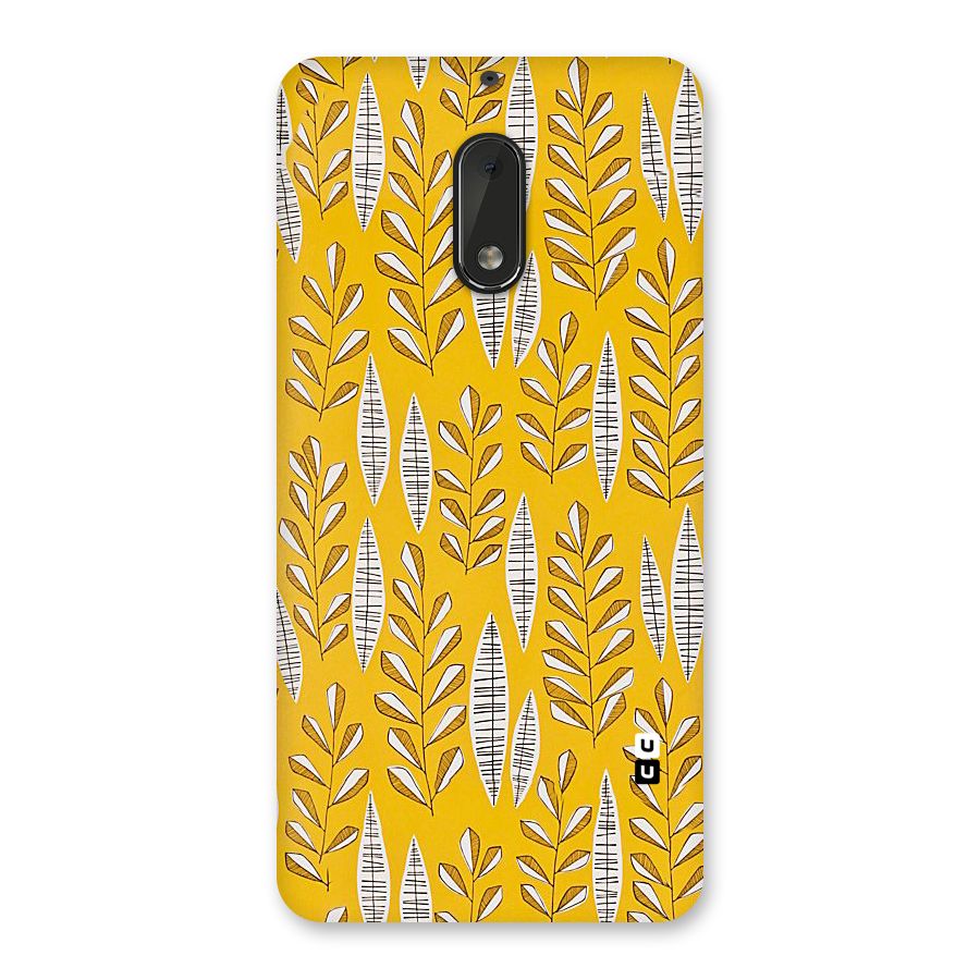 Yellow Leaf Pattern Back Case for Nokia 6