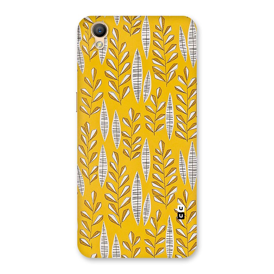 Yellow Leaf Pattern Back Case for Oppo A37