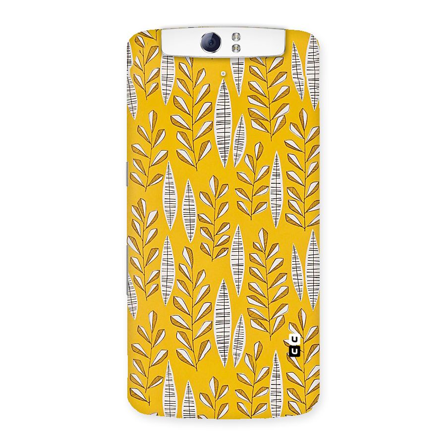 Yellow Leaf Pattern Back Case for Oppo N1