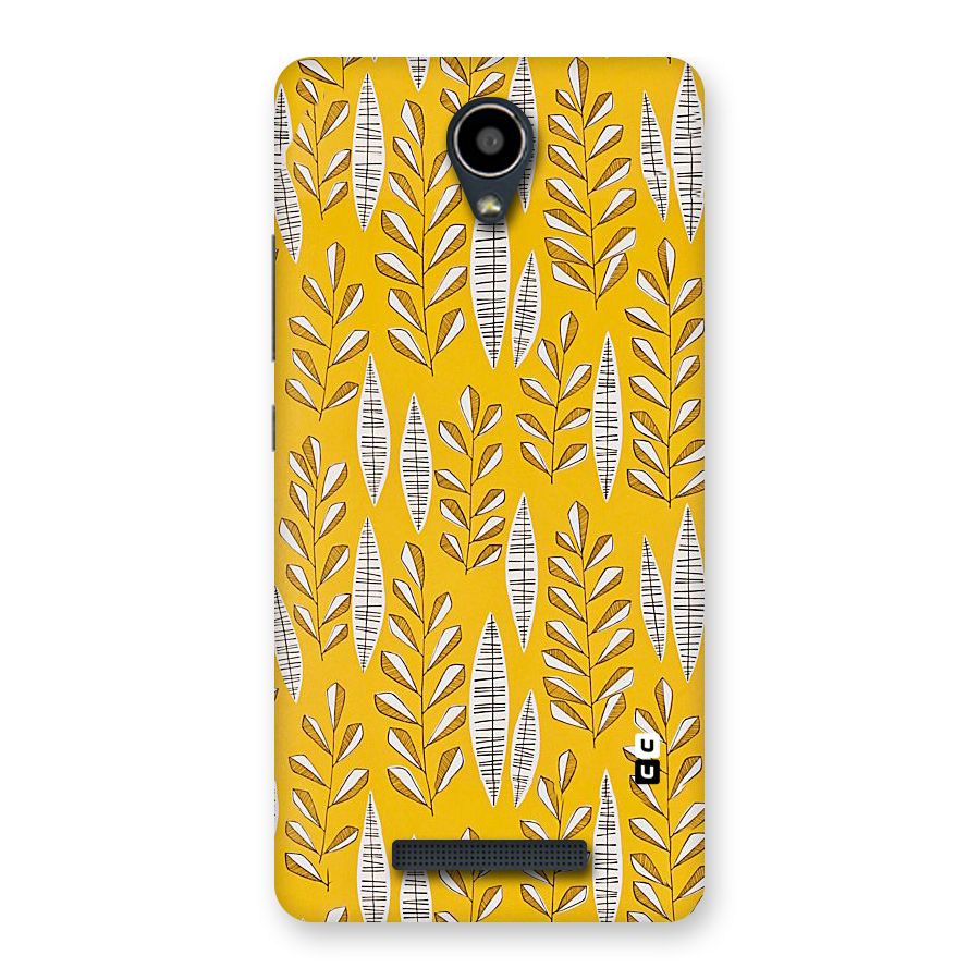 Yellow Leaf Pattern Back Case for Redmi Note 2