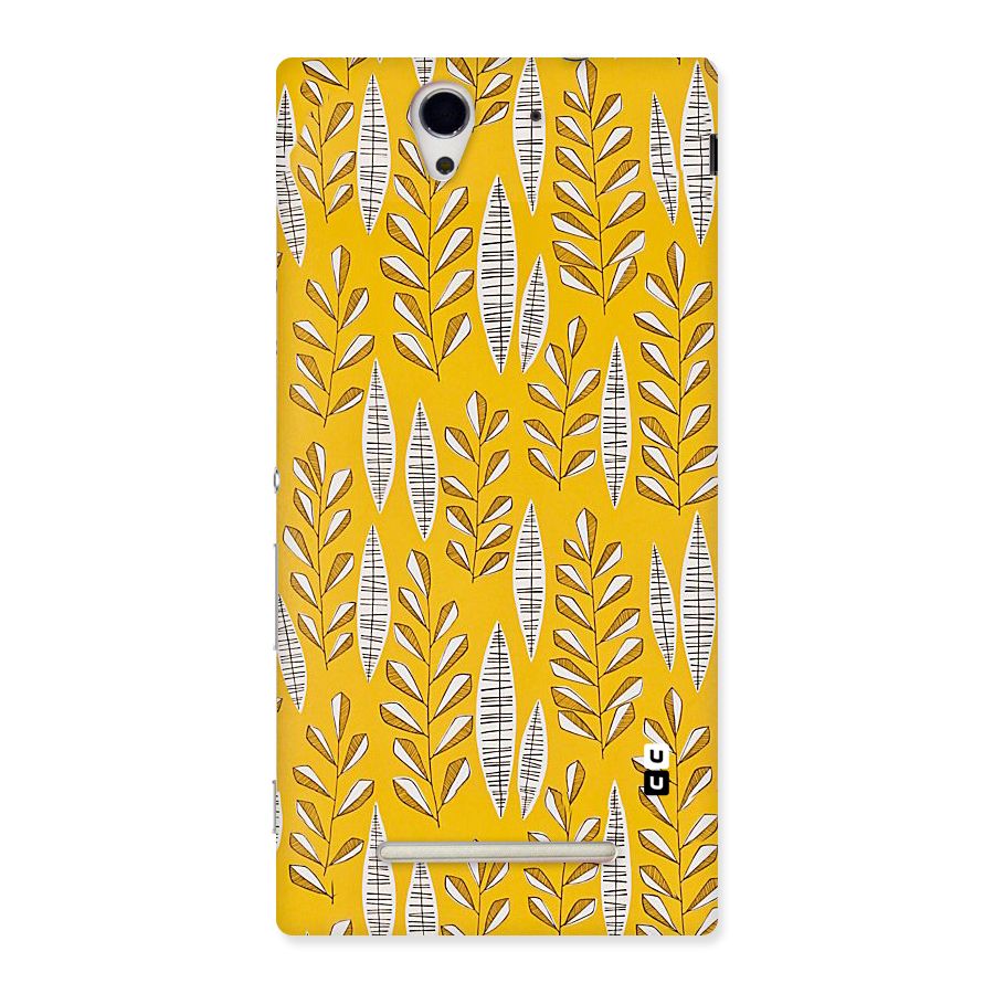 Yellow Leaf Pattern Back Case for Sony Xperia C3