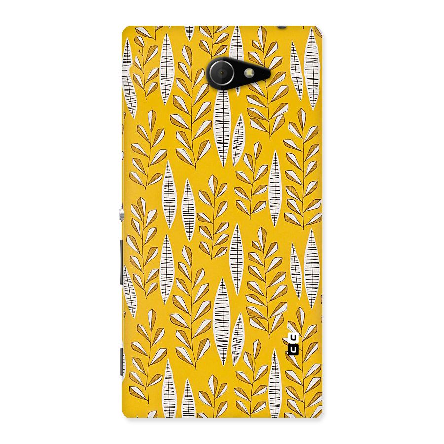 Yellow Leaf Pattern Back Case for Sony Xperia M2