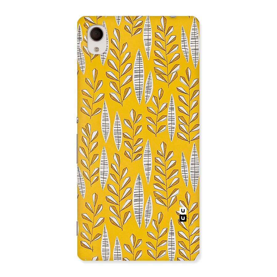 Yellow Leaf Pattern Back Case for Sony Xperia M4