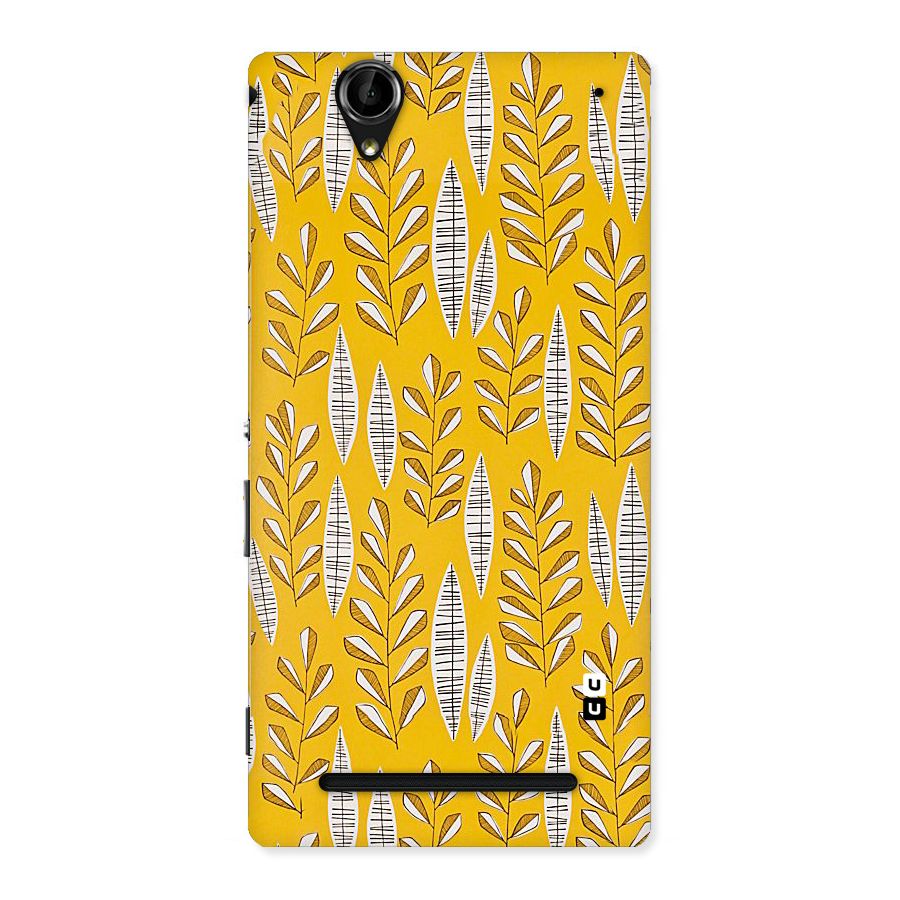 Yellow Leaf Pattern Back Case for Sony Xperia T2
