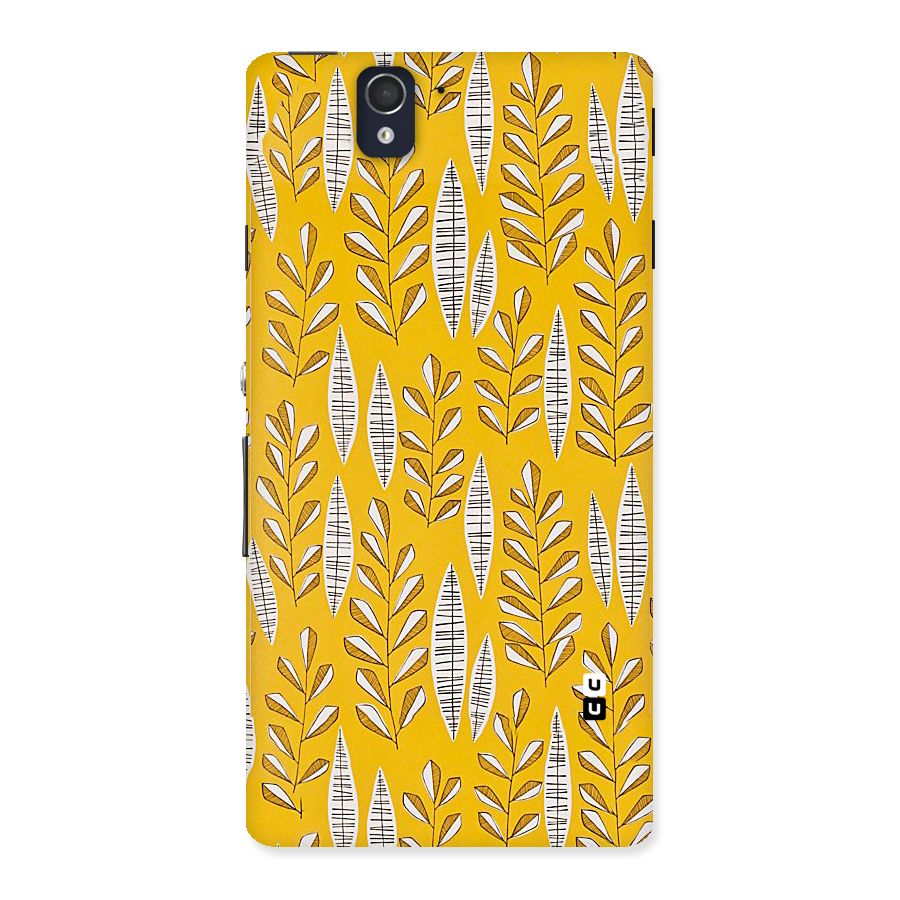 Yellow Leaf Pattern Back Case for Sony Xperia Z