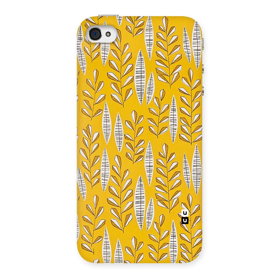 Yellow Leaf Pattern Back Case for iPhone 4 4s