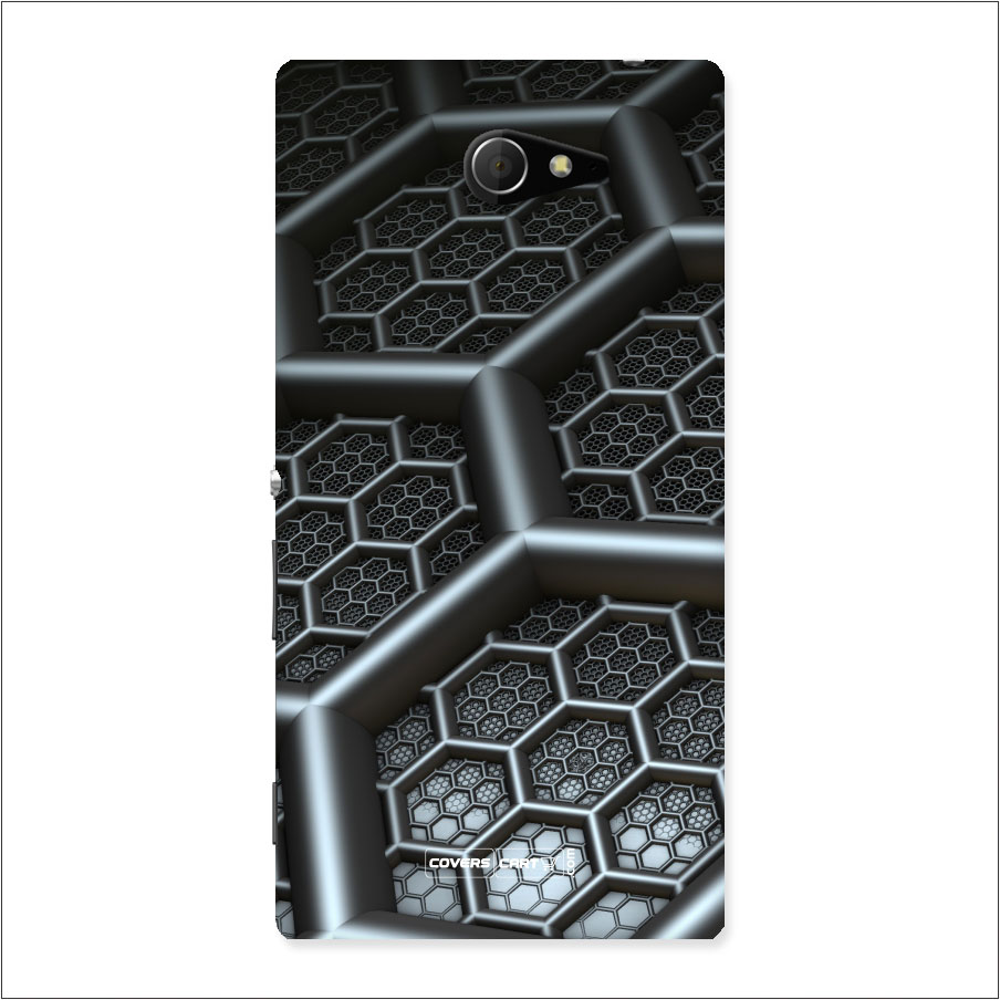 Hexa Black Abstract Back Case for Xperia M2