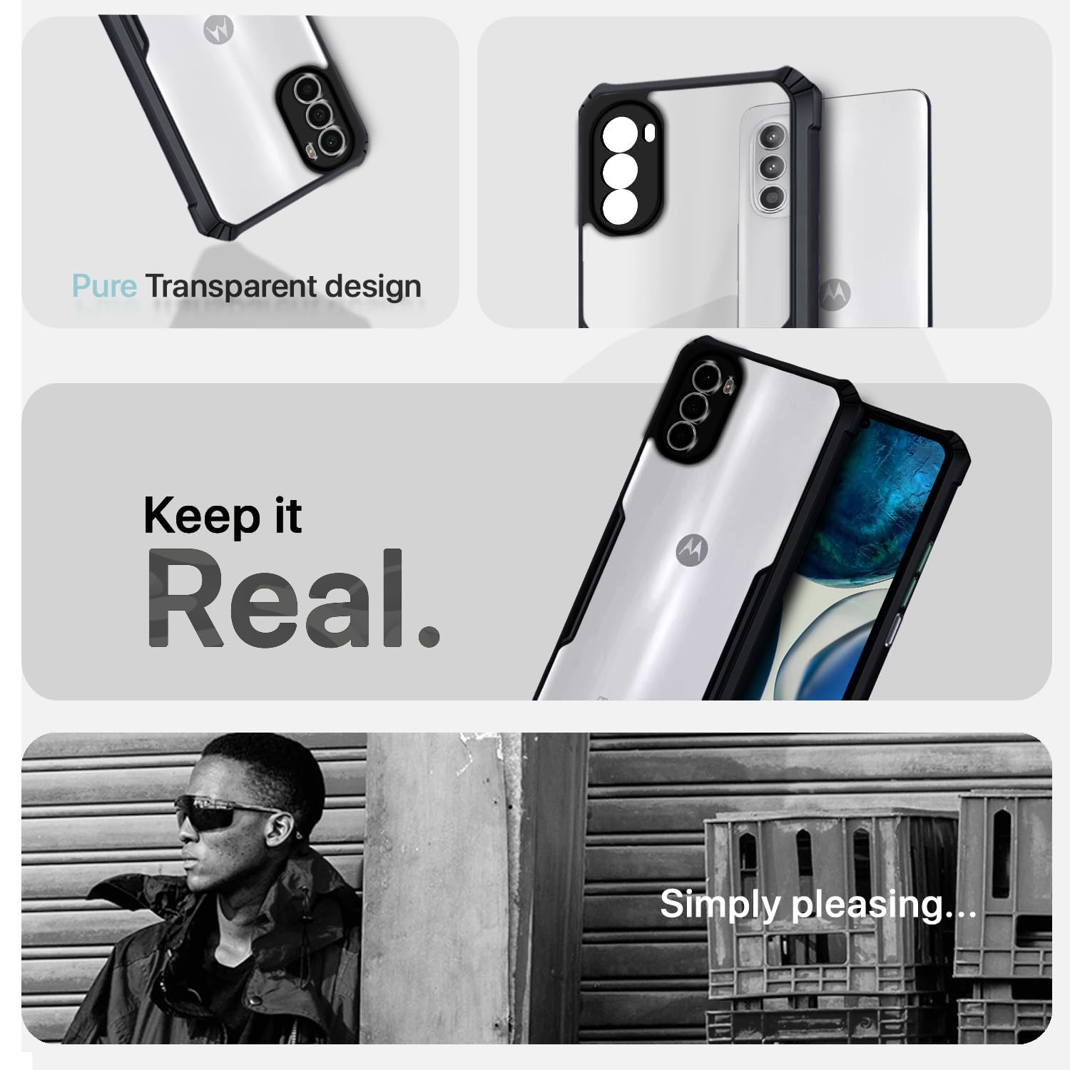 ShockProof Transparent Ultra Hybrid Clear Classic Back Case for Moto G52