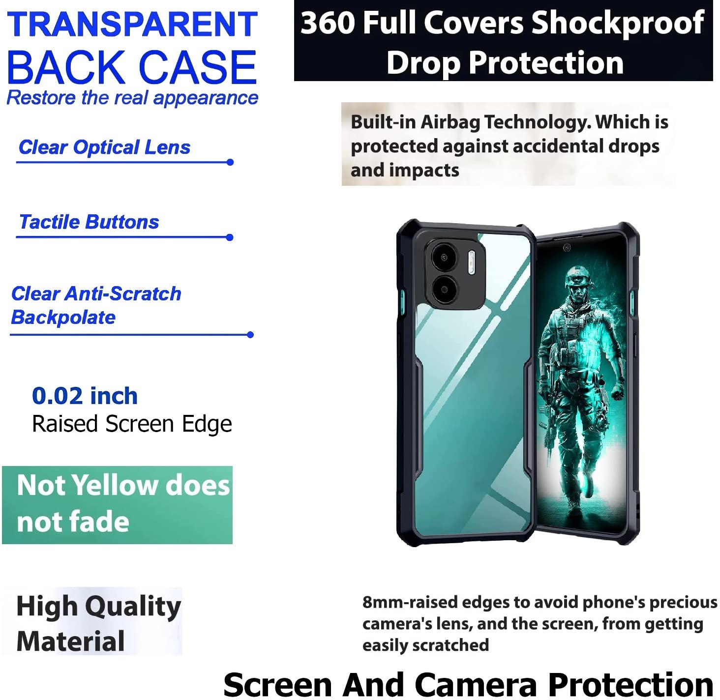 ShockProof Transparent Ultra Hybrid Clear Classic Back Case for Realme A1 4G