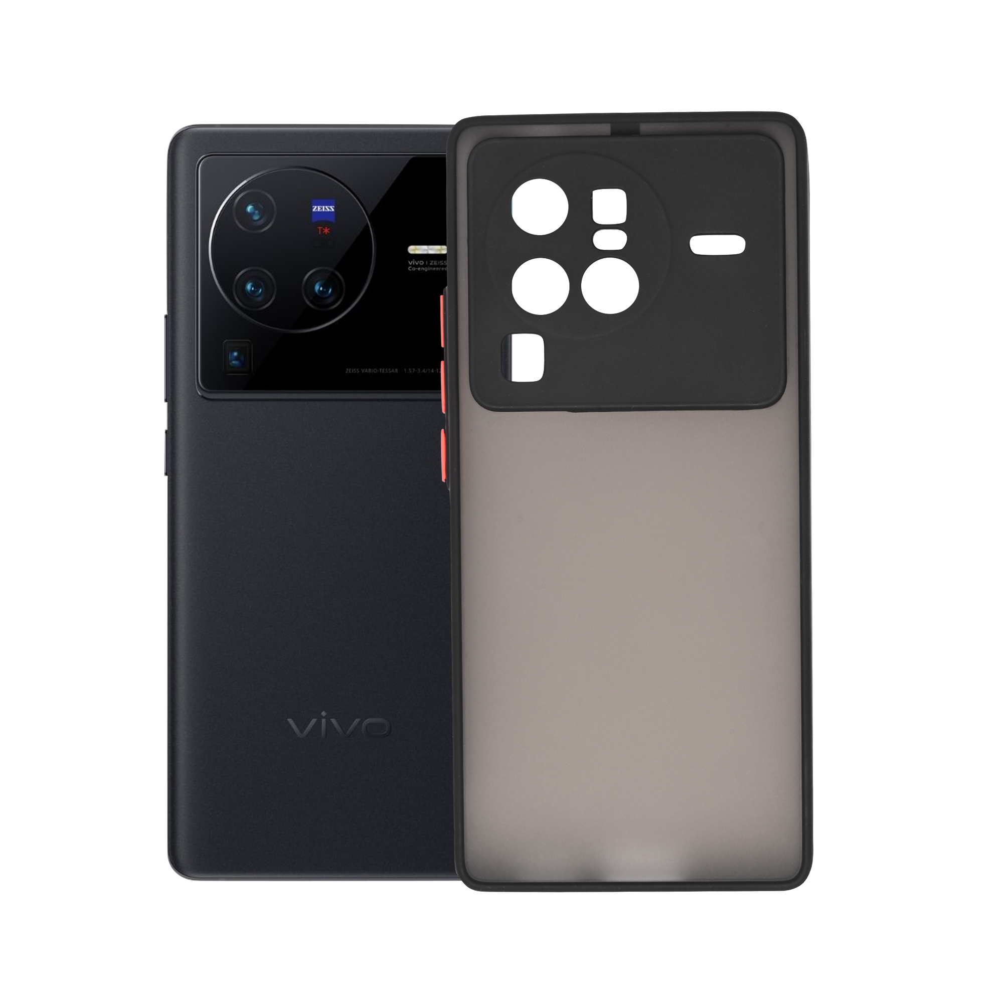 Dark Frosted Translucent Matte (with Raised Camera Protection) Classic Back Case for Vivo X80 Pro