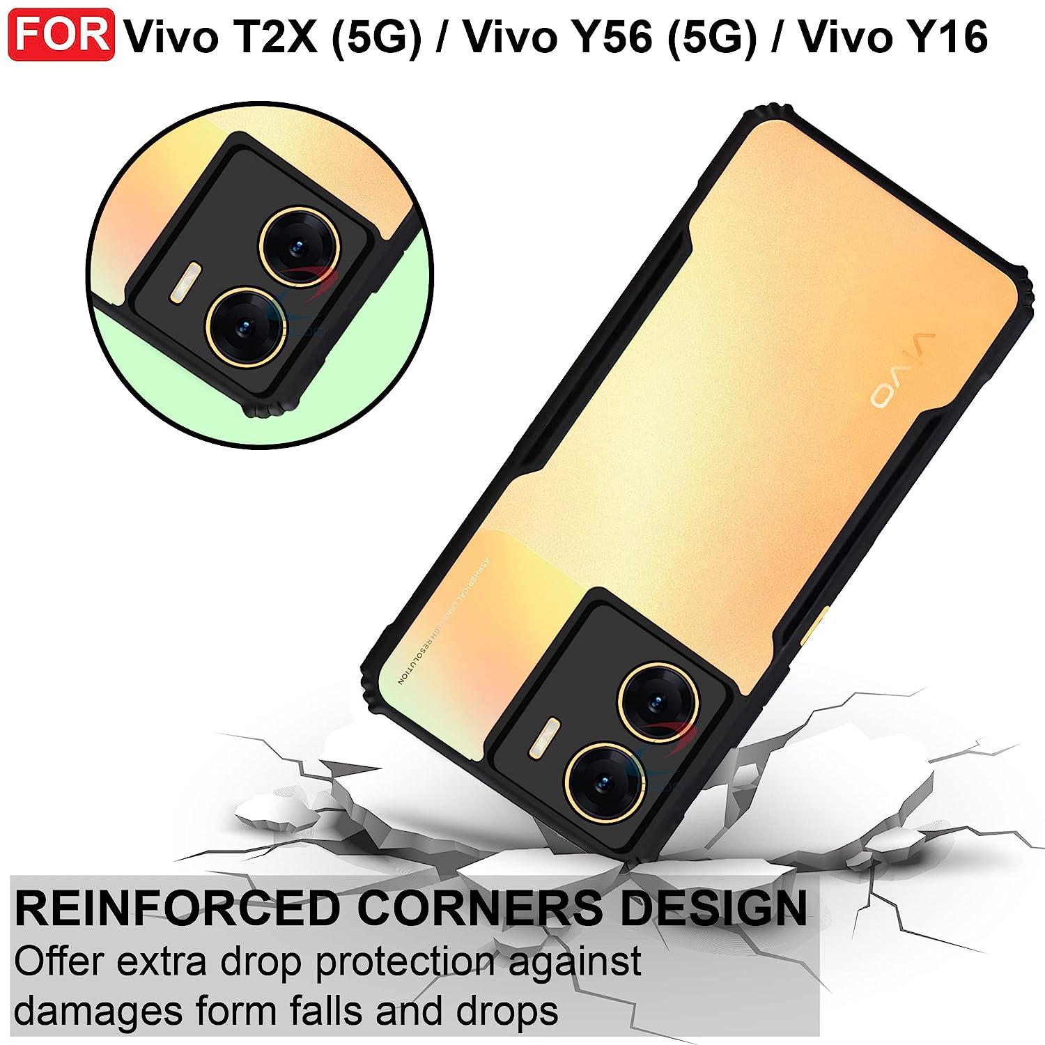 ShockProof Transparent Ultra Hybrid Clear Classic Back Case for Vivo Y16