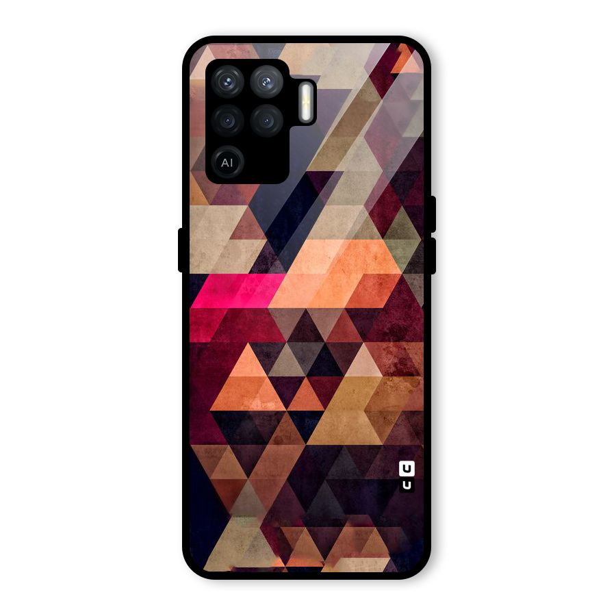Abstract Beauty Triangles Glass Back Case for Oppo F19 Pro
