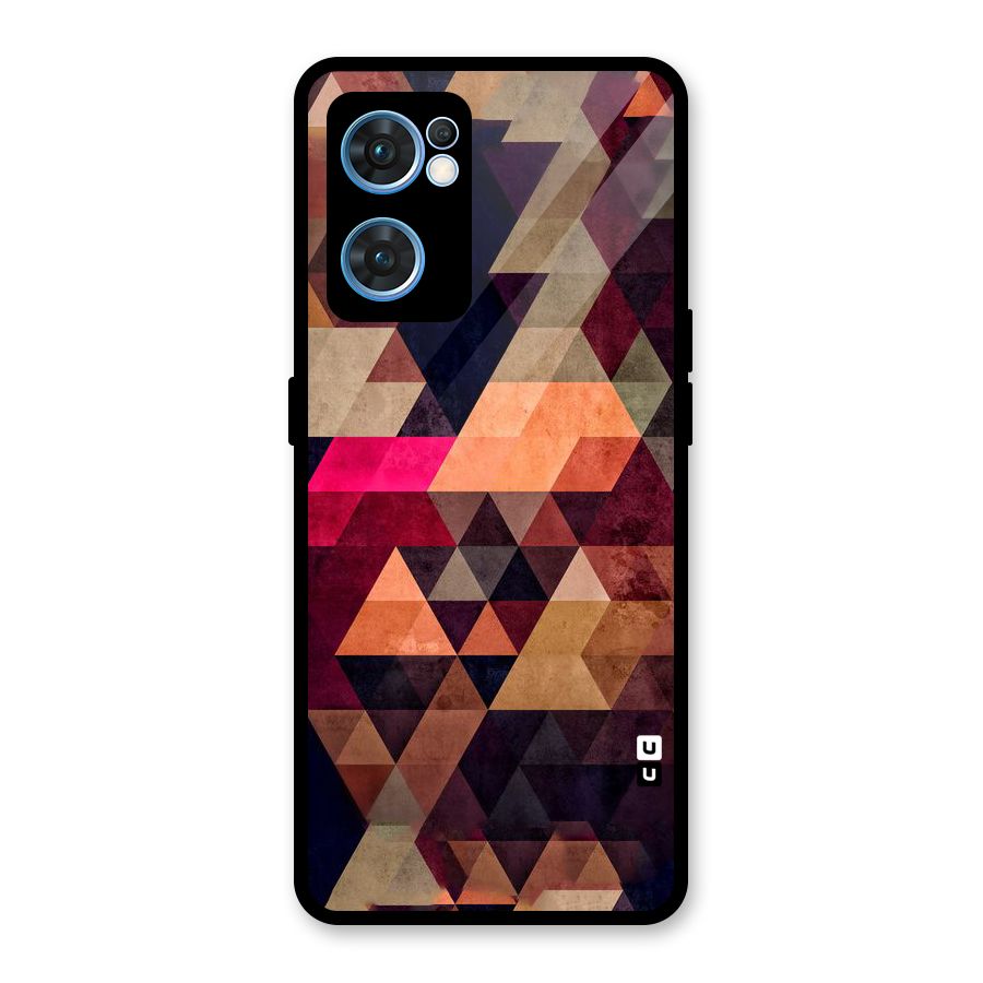 Abstract Beauty Triangles Glass Back Case for Oppo Reno7 5G