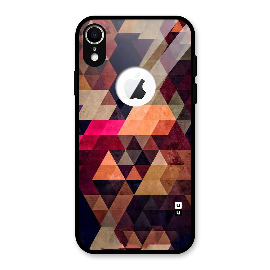 Abstract Beauty Triangles Glass Back Case for iPhone XR Logo Cut