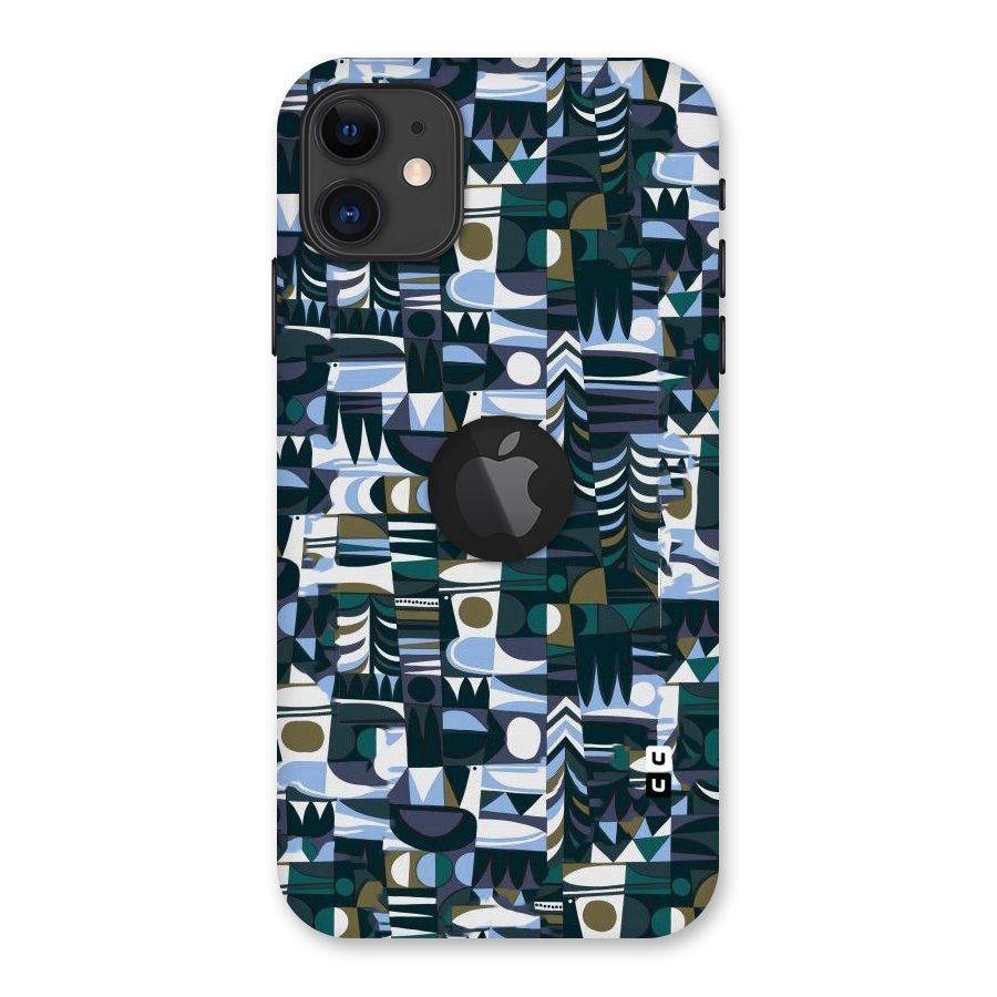 Abstract Blues Back Case for iPhone 11 Logo Cut