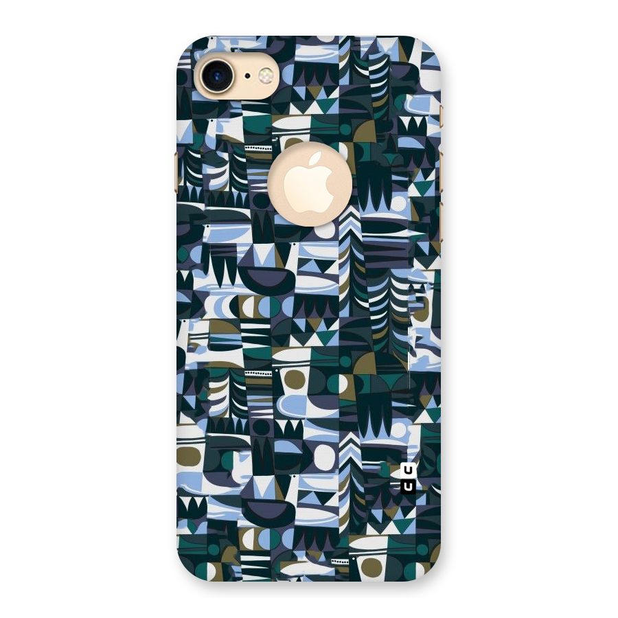 Abstract Blues Back Case for iPhone 7 Logo Cut