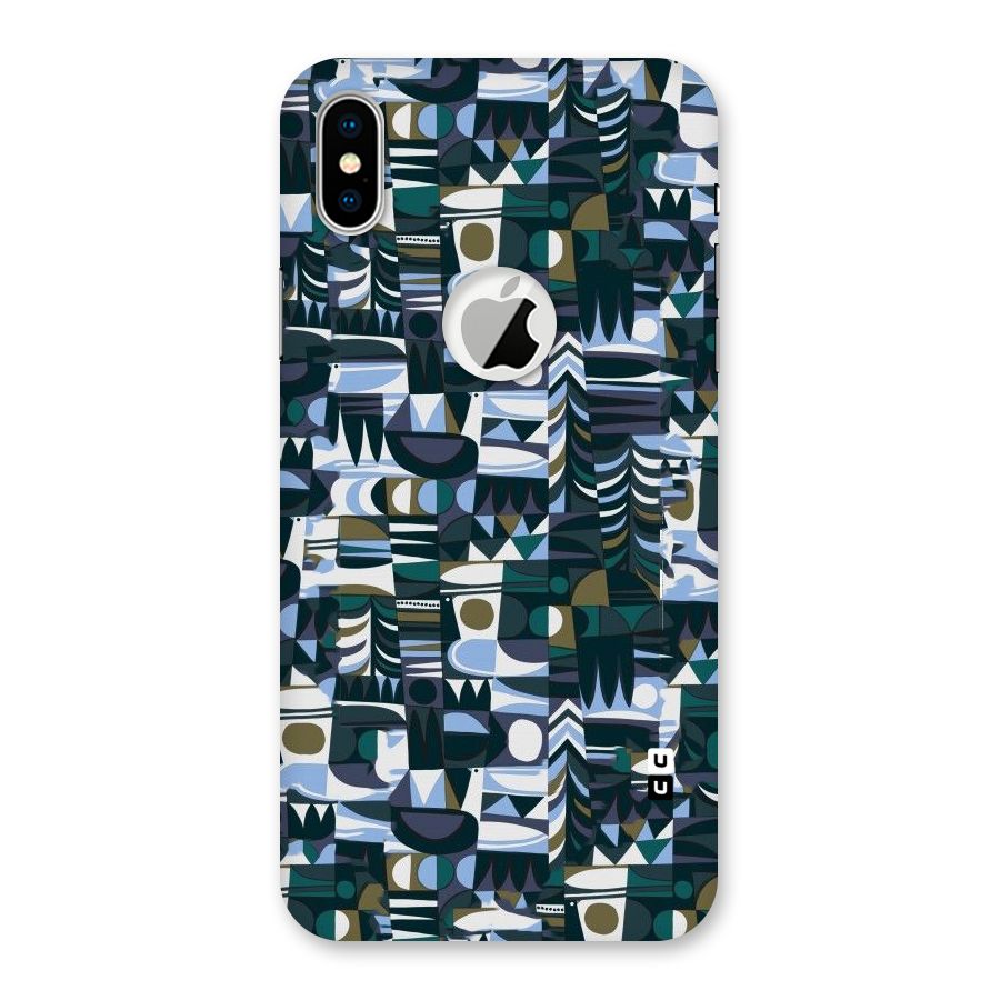 Abstract Blues Back Case for iPhone X Logo Cut