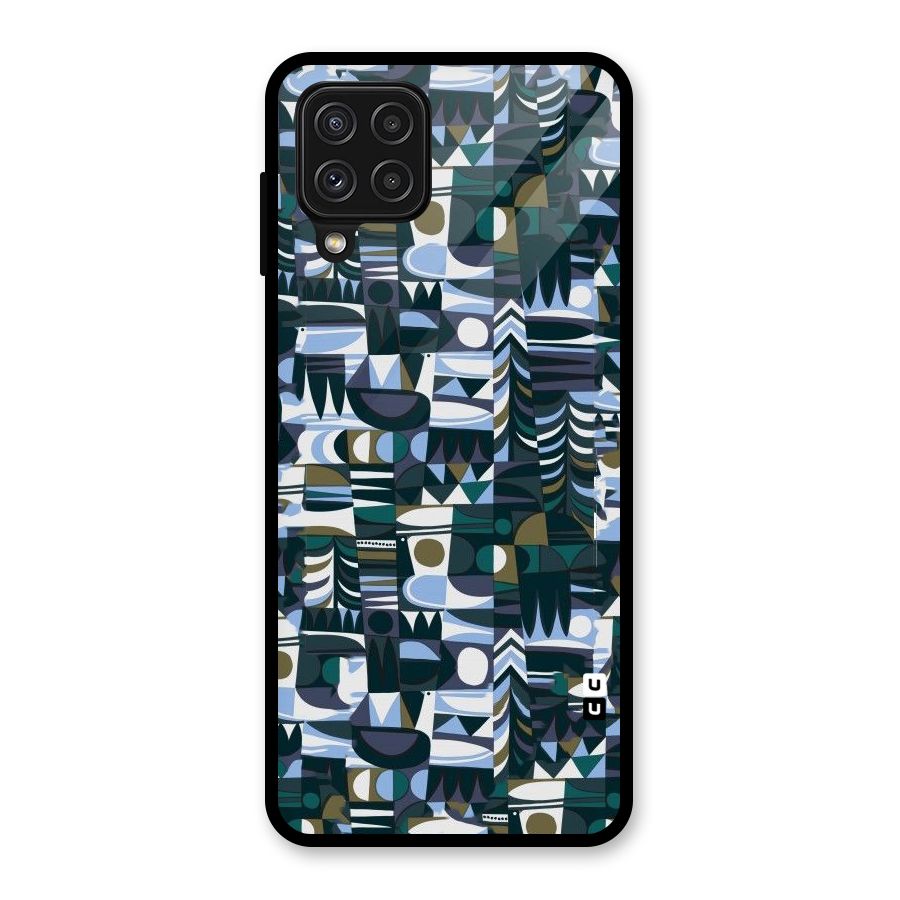 Abstract Blues Glass Back Case for Galaxy A22 4G