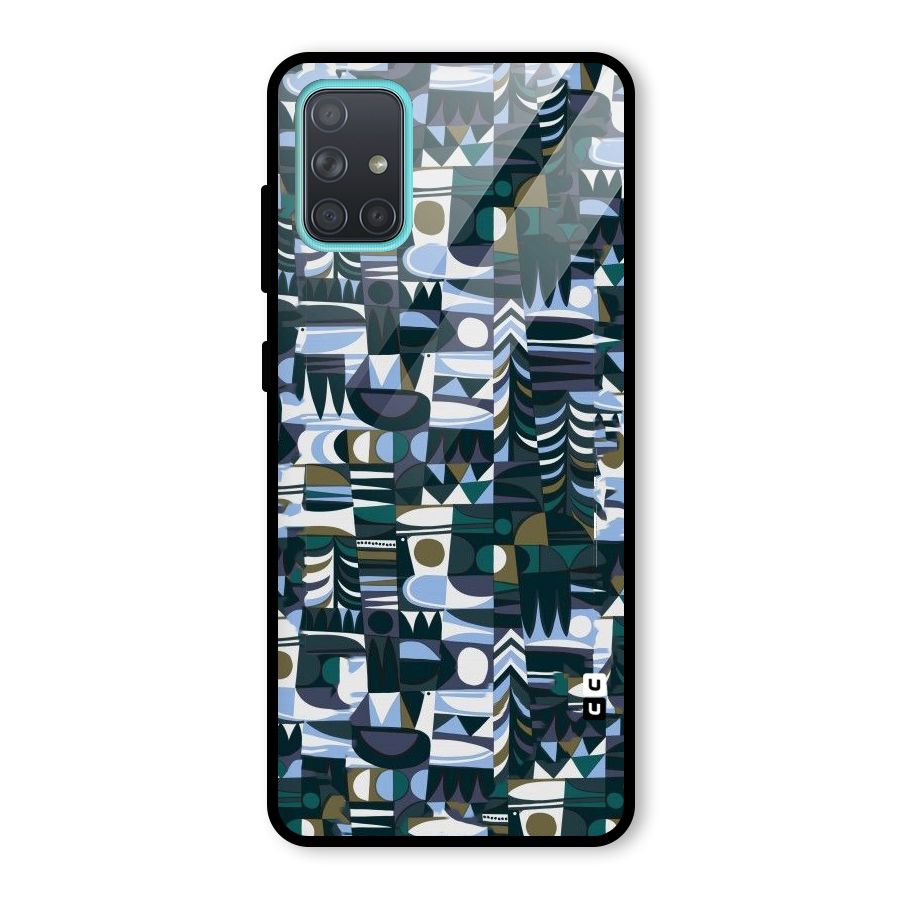 Abstract Blues Glass Back Case for Galaxy A71