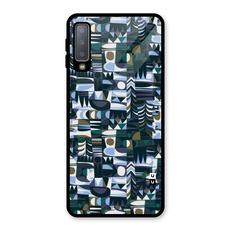 Abstract Blues Glass Back Case for Galaxy A7 (2018)