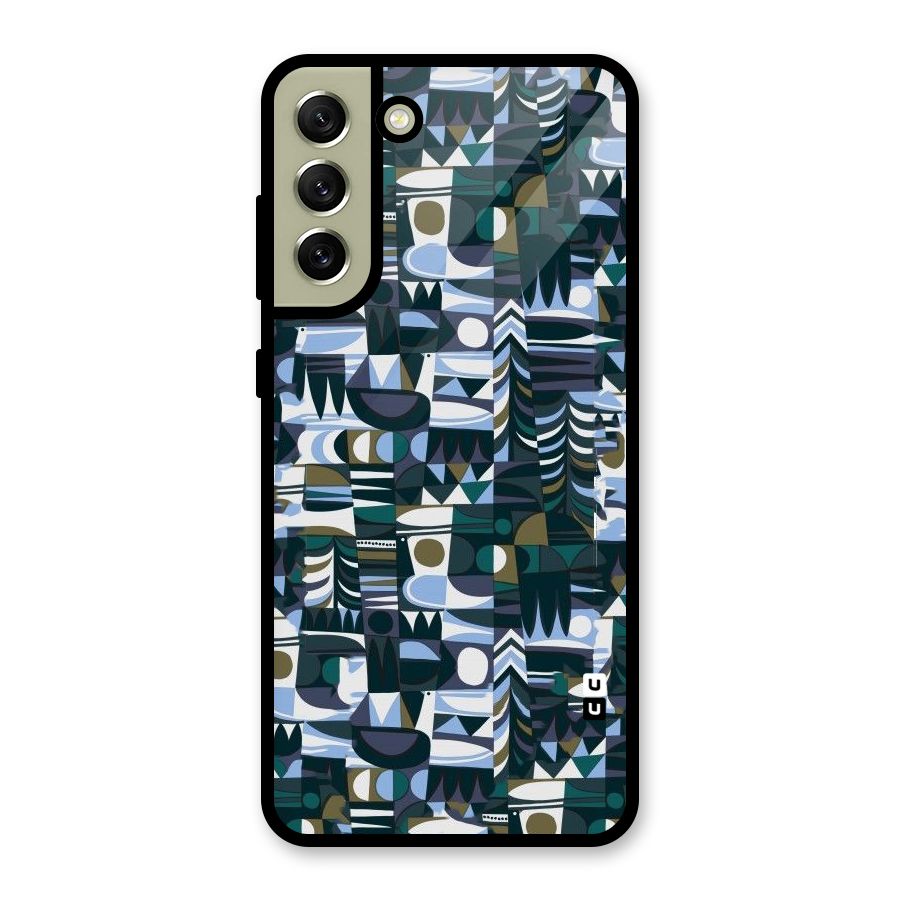 Abstract Blues Glass Back Case for Galaxy S21 FE 5G