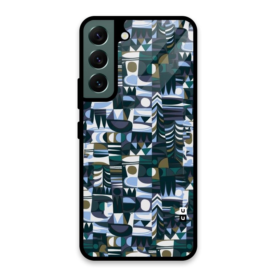Abstract Blues Glass Back Case for Galaxy S22 5G