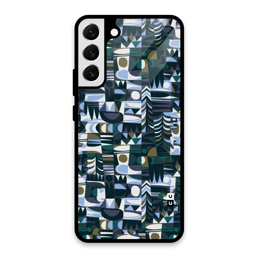 Abstract Blues Glass Back Case for Galaxy S22 Plus 5G