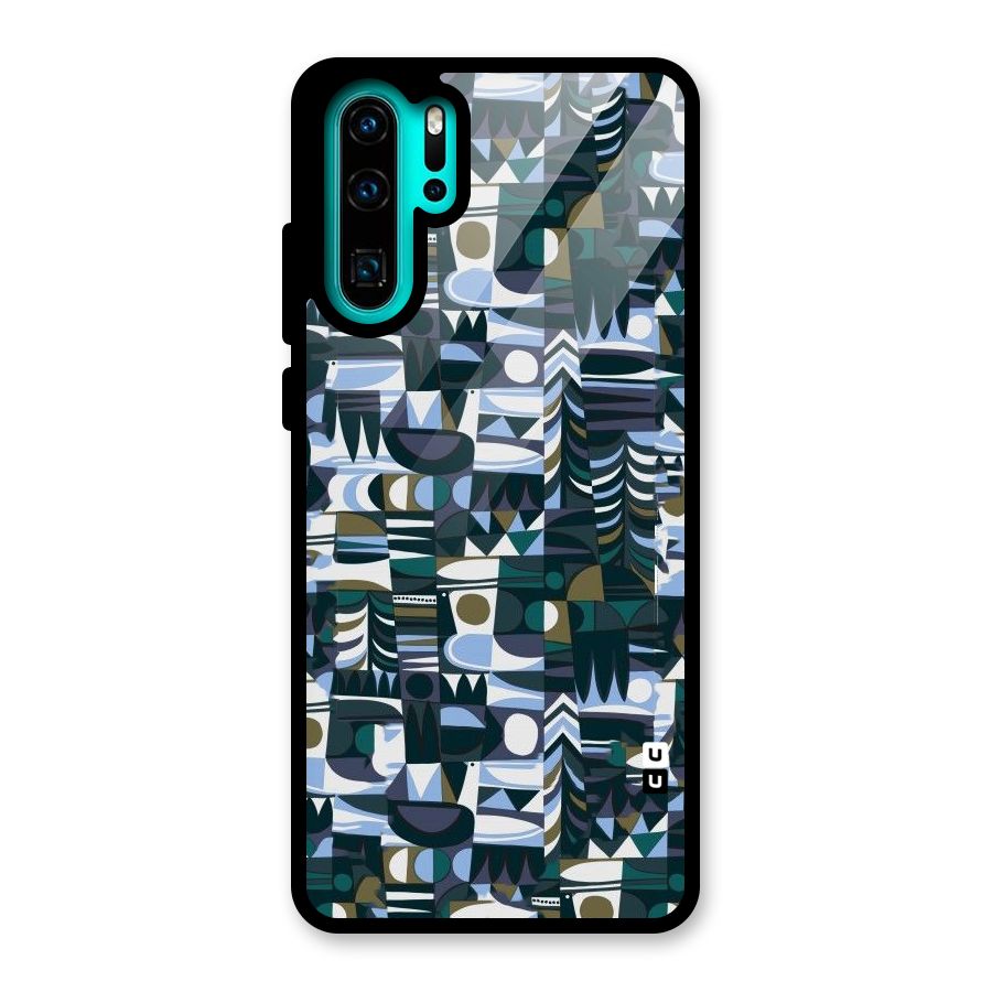 Abstract Blues Glass Back Case for Huawei P30 Pro