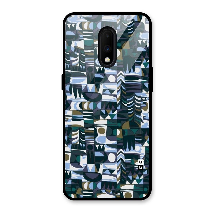 Abstract Blues Glass Back Case for OnePlus 7
