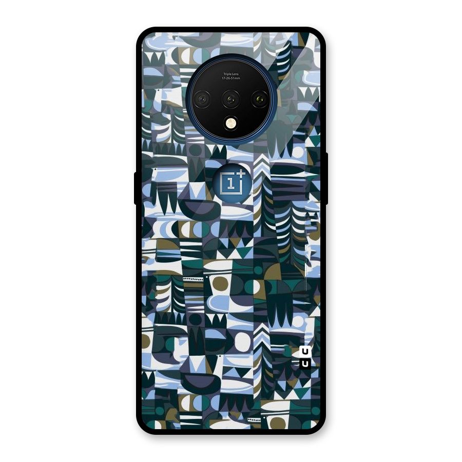 Abstract Blues Glass Back Case for OnePlus 7T