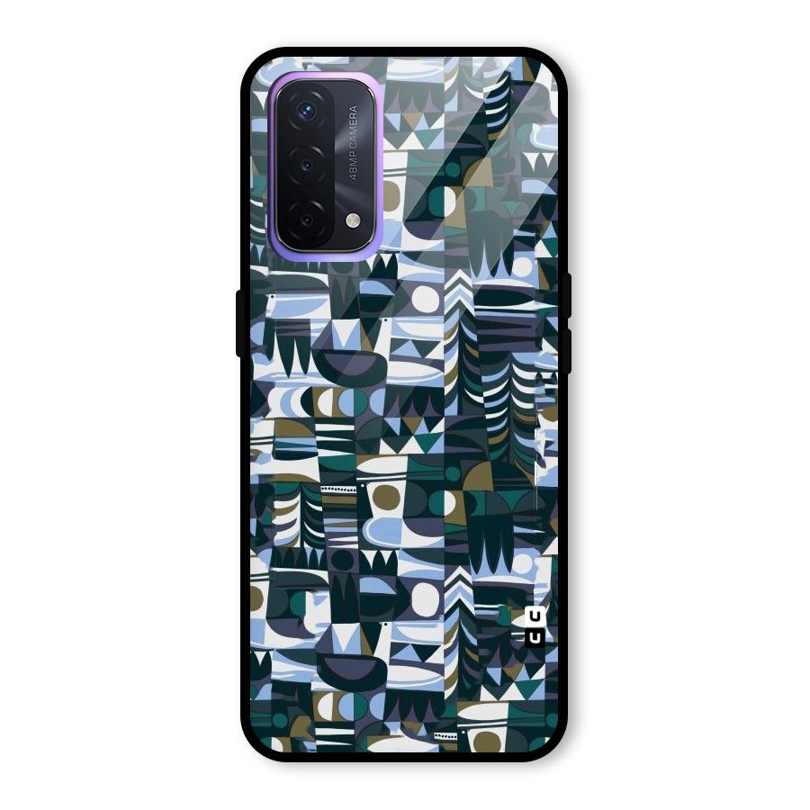 Abstract Blues Glass Back Case for Oppo A74 5G