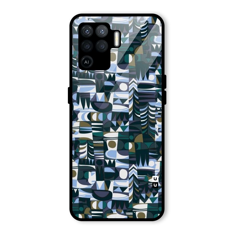 Abstract Blues Glass Back Case for Oppo F19 Pro