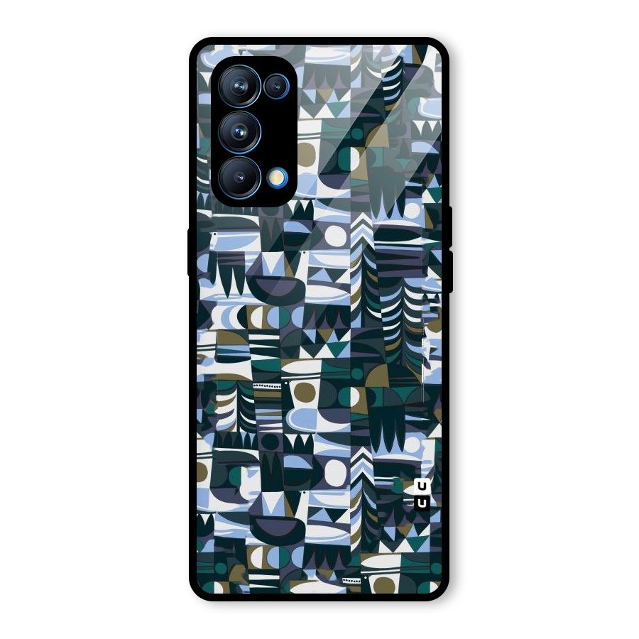 Abstract Blues Glass Back Case for Oppo Reno5 Pro 5G