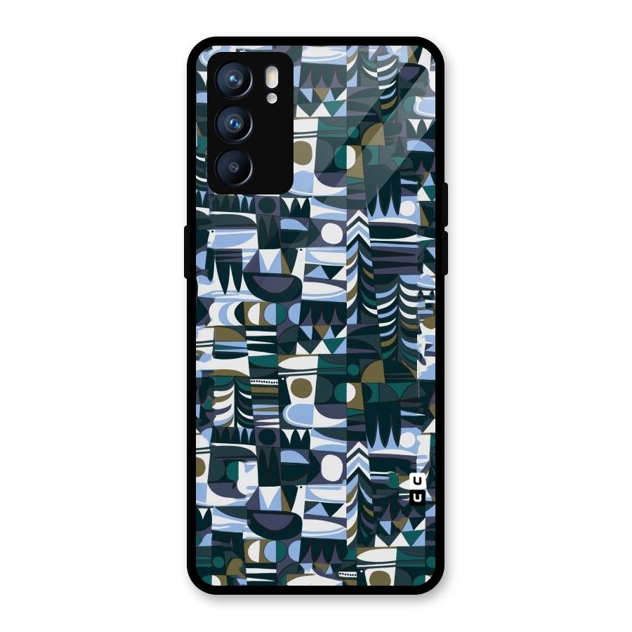 Abstract Blues Glass Back Case for Oppo Reno6 5G