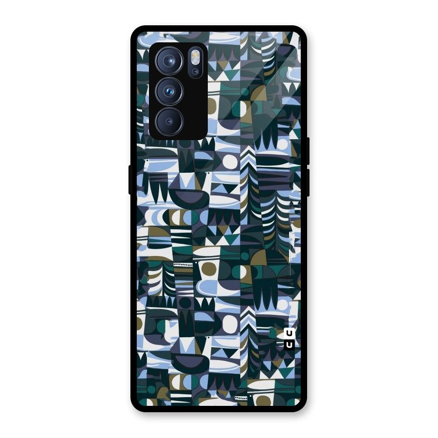 Abstract Blues Glass Back Case for Oppo Reno6 Pro 5G