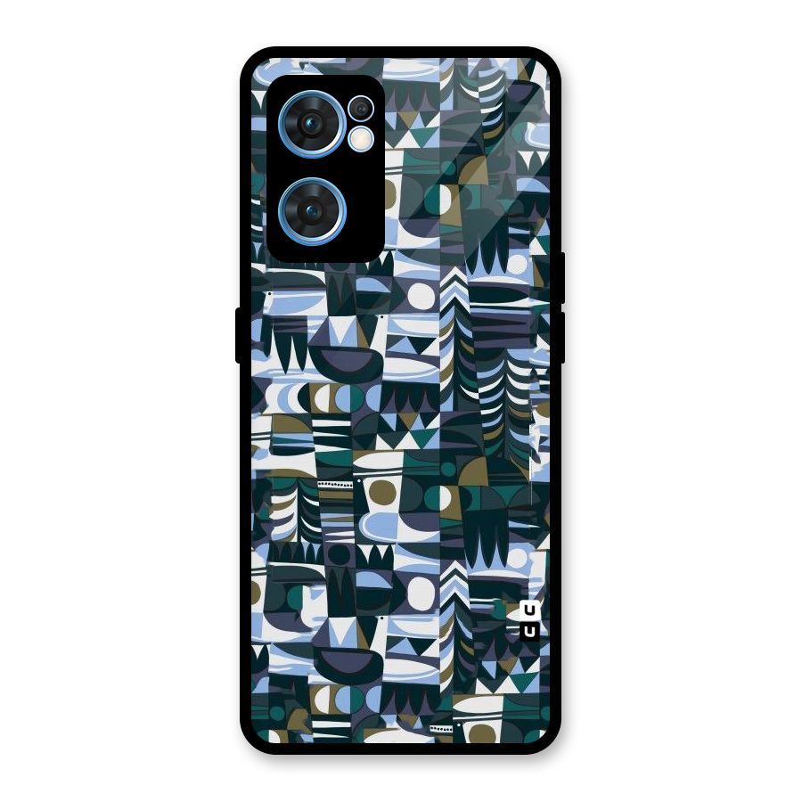 Abstract Blues Glass Back Case for Oppo Reno7 5G