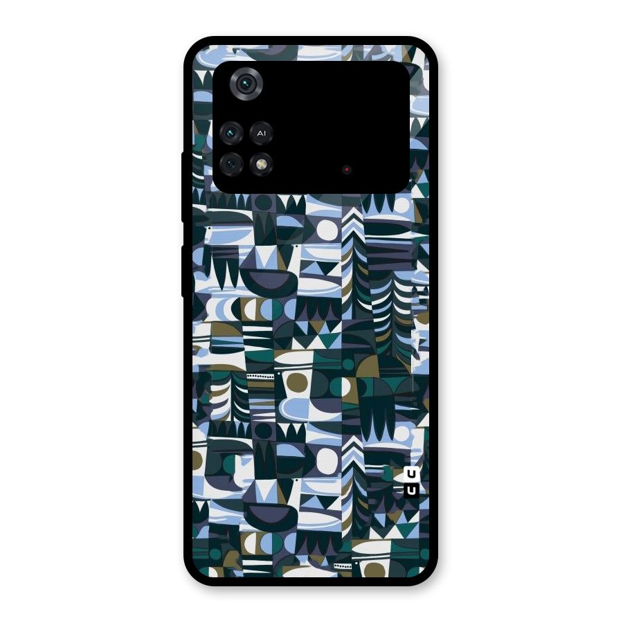 Abstract Blues Glass Back Case for Poco M4 Pro 4G