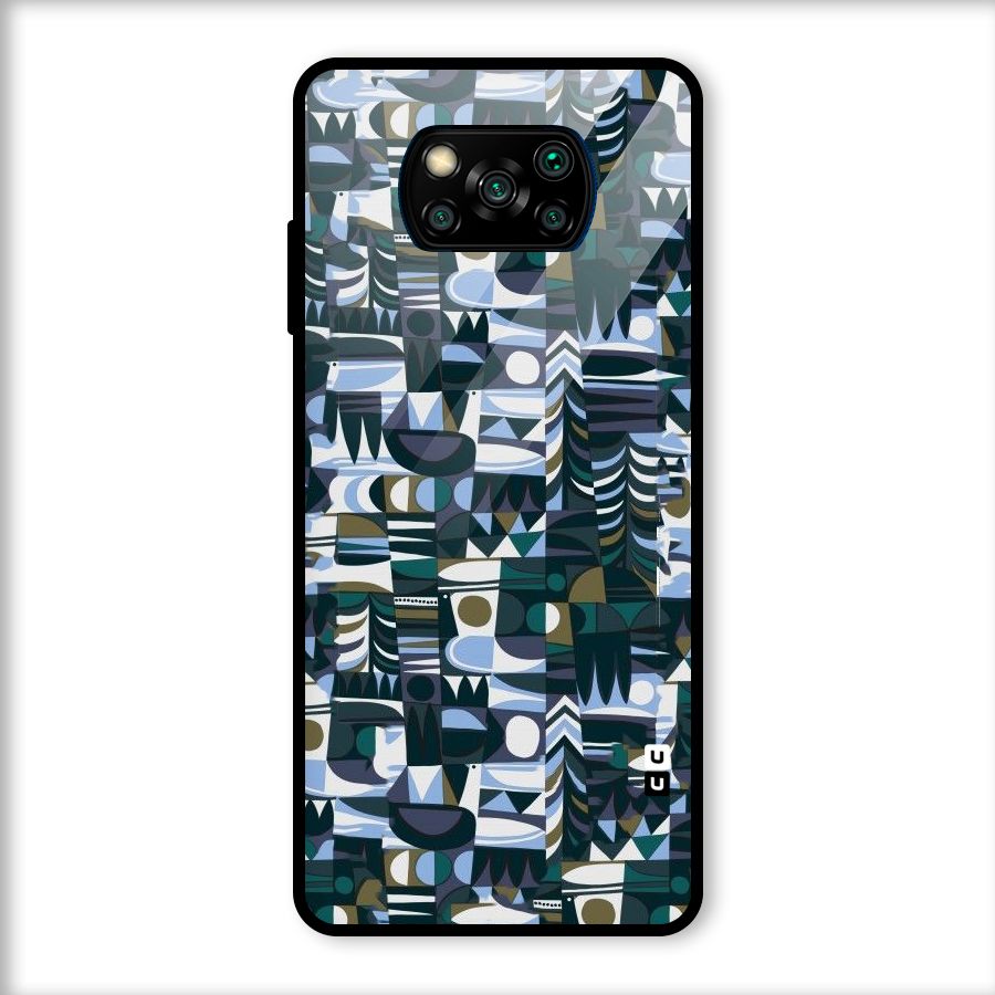Abstract Blues Glass Back Case for Poco X3