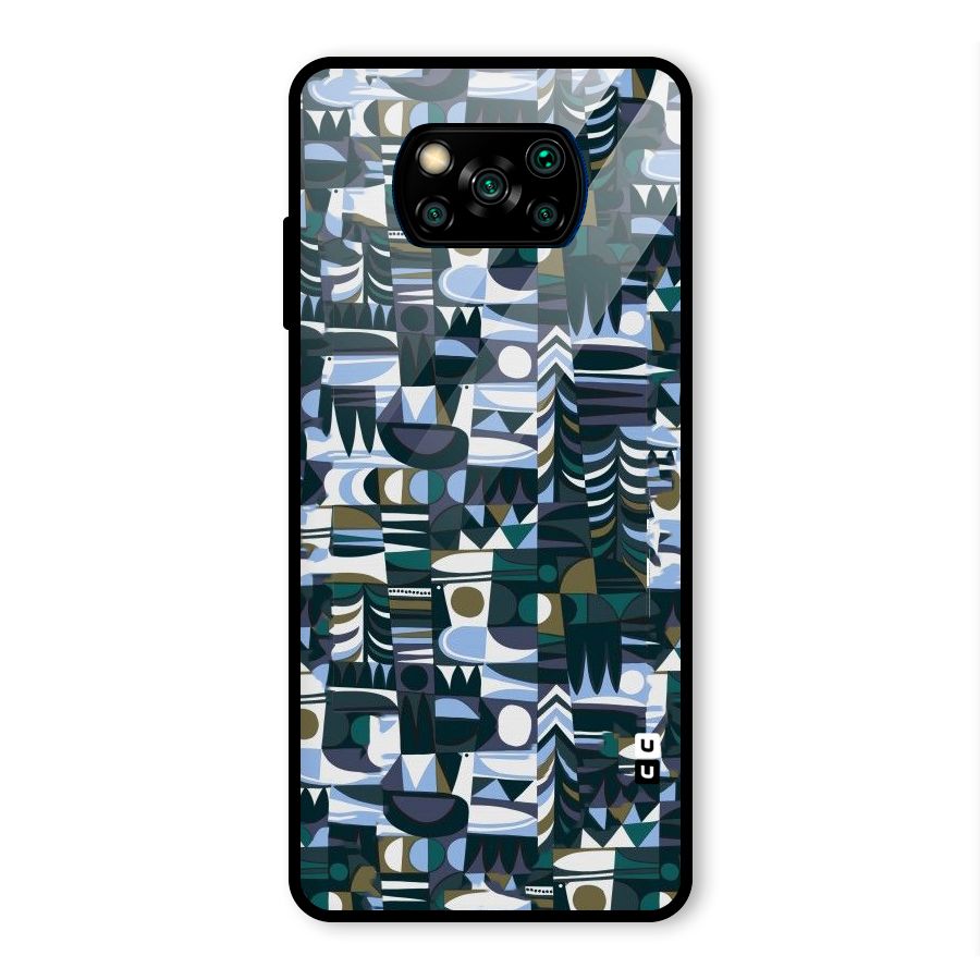 Abstract Blues Glass Back Case for Poco X3 Pro