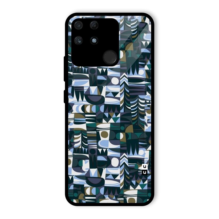 Abstract Blues Glass Back Case for Realme Narzo 50A