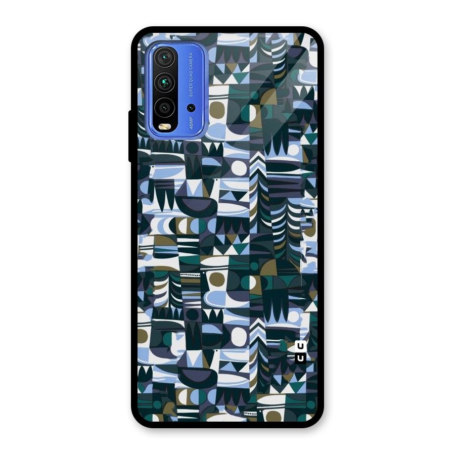 Abstract Blues Glass Back Case for Redmi 9 Power