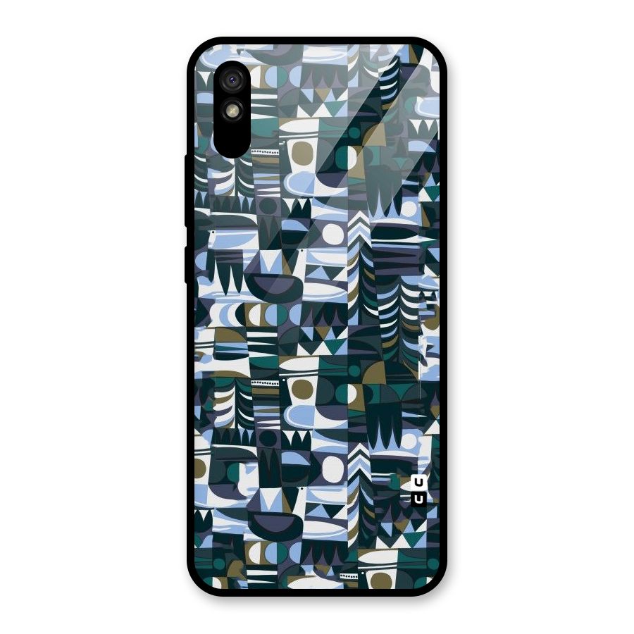 Abstract Blues Glass Back Case for Redmi 9i