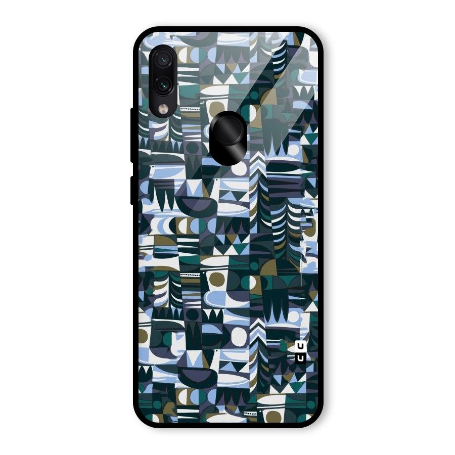 Abstract Blues Glass Back Case for Redmi Note 7 Pro