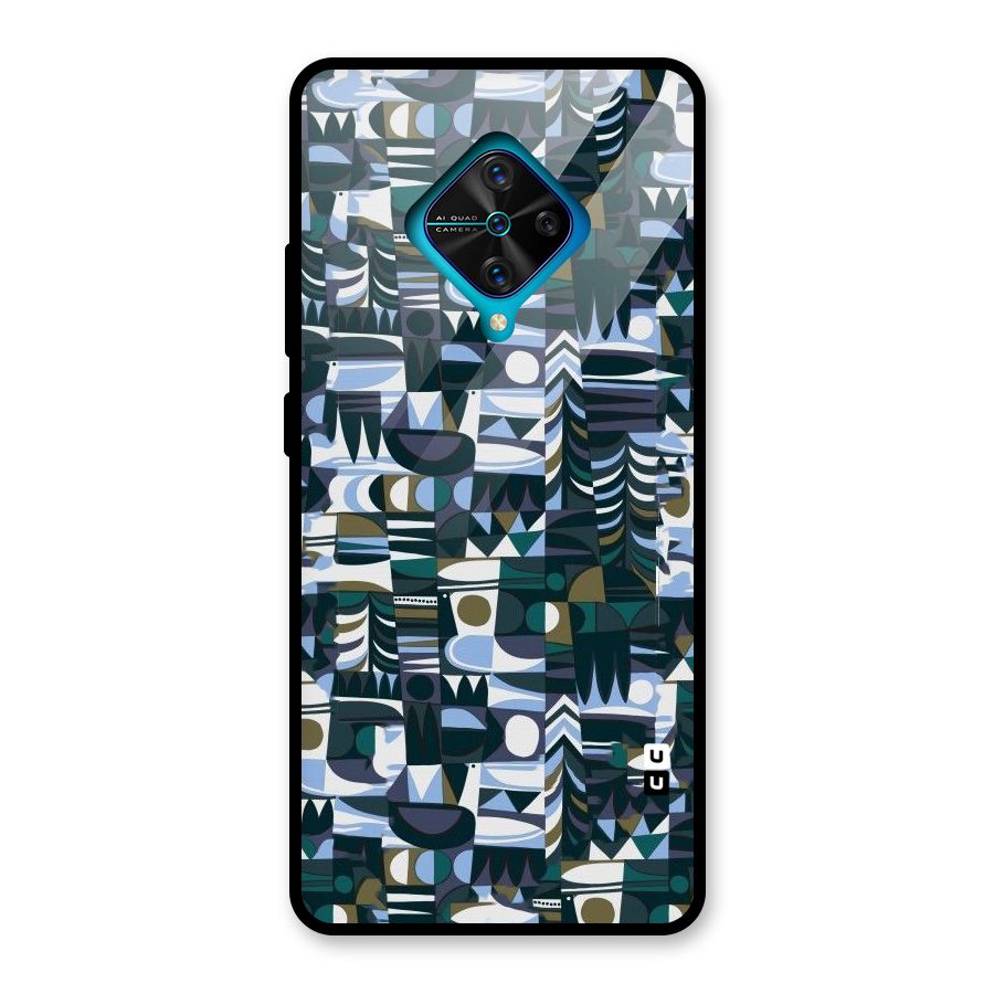 Abstract Blues Glass Back Case for Vivo S1 Pro