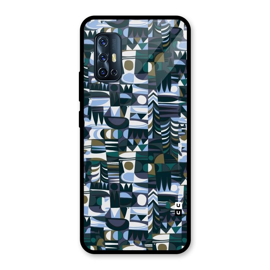Abstract Blues Glass Back Case for Vivo V17