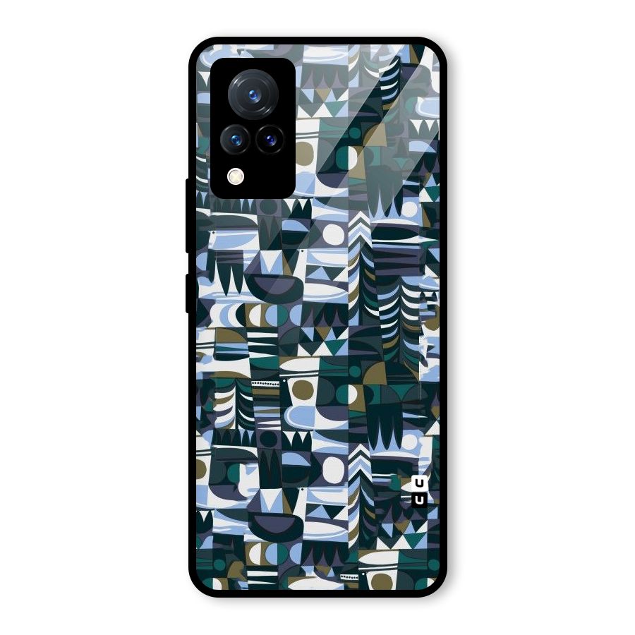 Abstract Blues Glass Back Case for Vivo V21 5G
